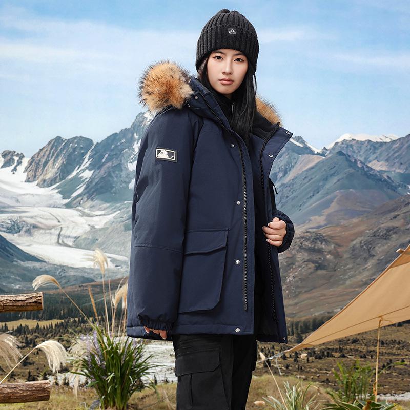 Zimowa kurtka puchowa z grafenem: Ciepła, Wiatroszczelna, Z kapturem, Modna, Swobodny krój dla par.