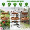 2-Layer Bird Feeder Iron Parrot Bird Birdtub with 5 Pronged Base Large Capacity Feeding Bird Bath Spike for Outdoor Garden Decor