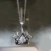 Women Sparkling Crown Pendant Necklace with Central Stone Elegant Royal Inspired Jewelry