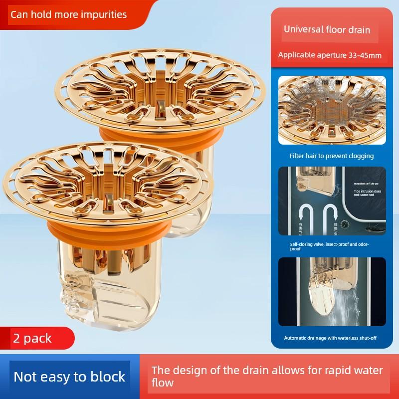 German Floor Drain Deodorizer Universal for Bathrooms, Anti-Insect Hair Filter, Unclogging Tool with Inner Core and Sealing Cover