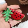 Première Couche Cuir de Vache Créatif Petite Pastèque Porte-clés de Voiture Pendentif de Sac Mini Mignon Fruit Accessoires de Sac en Cuir de Vache