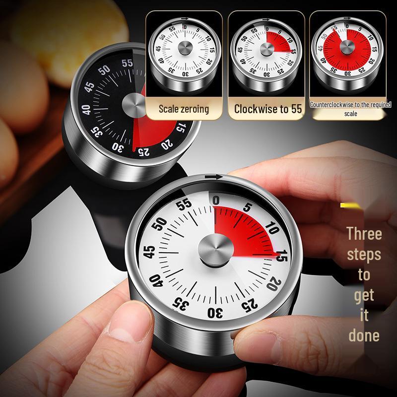 Magnetic Stainless Steel Countdown Timer: Kitchen & Student Time Management Tool with Alarm.