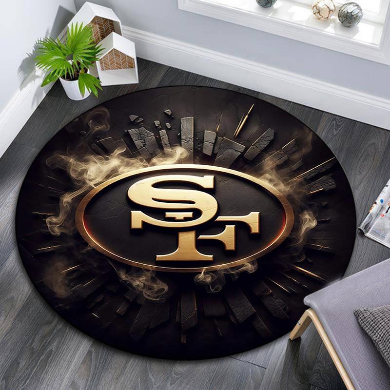 San Francisco 49ers2, Rond Vloerkleed, Tapijt voor Woonkamer Slaapkamer Bank Speelkamer Decoratie, Antislip Vloermat