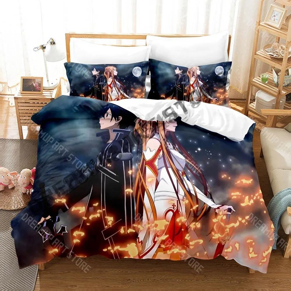 3D Print Sword Art Online Game SAO Bedding Set Single Twin Full Queen King Size Bed Set Adult Kid Bedroom Duvetcover Sets A