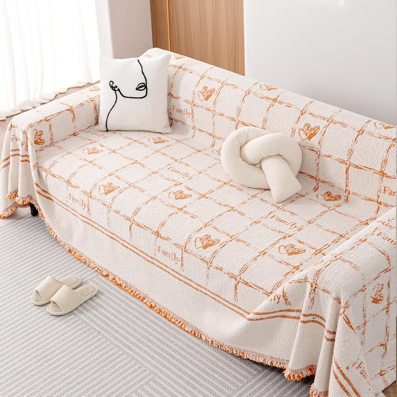 Plush Yarn Sofa Towel All-Inclusive Sofa Cover Dust Cover Living Room Straight Row Sofa One Piece Cover Cloth Anti-Scratching