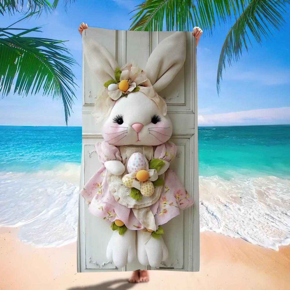 New Easter Beach Towel Festive Party Arrangement Outdoor Beach Towel Microfiber Rabbit