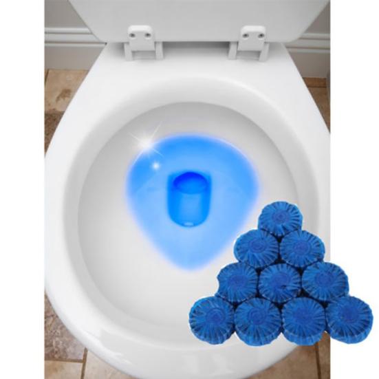 10Pcs Automatic Bleach Toilet Bowl Tank Stain Remover Blue Home Detergent Cleaner