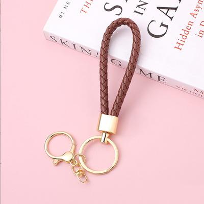 1PC Braided Men Women Leather Keychain Woven Wristlet Key Holder Keyring Accessories Wrist Strap Gold