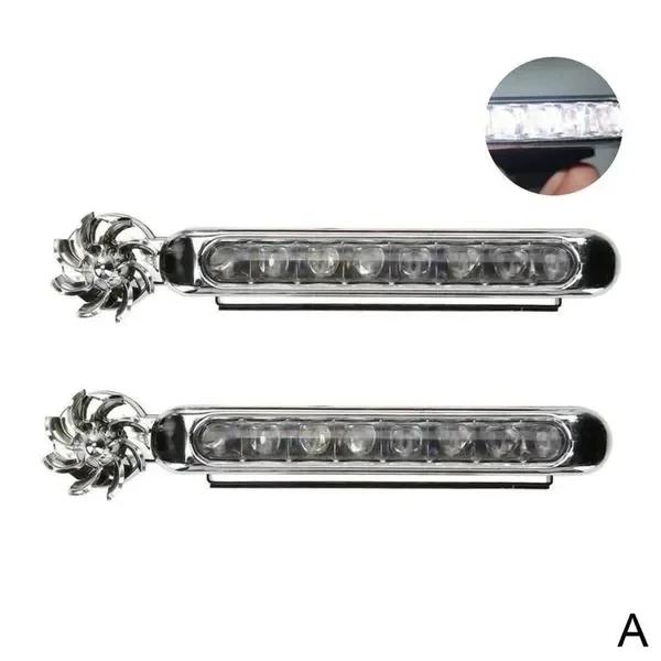1/2pcs Wind Powered Car LED DayTime Running Light Auxiliary Lighting Rotation Fan Lamp Automobile Day Time Headlight Led Lights
