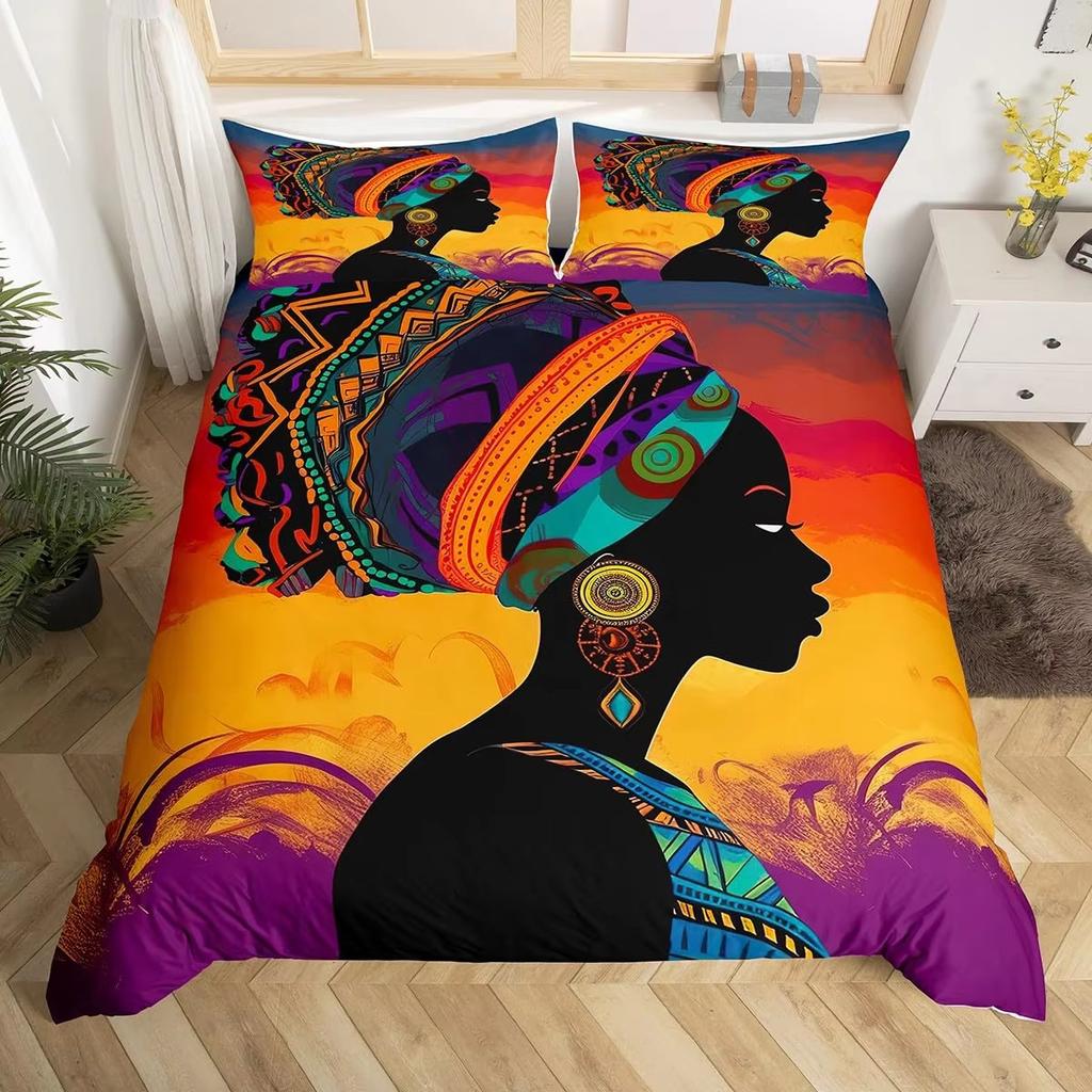 Tribal-Stil Daunendecken-Set Bettwäsche-Set 3-teiliges Bettbezug-Set