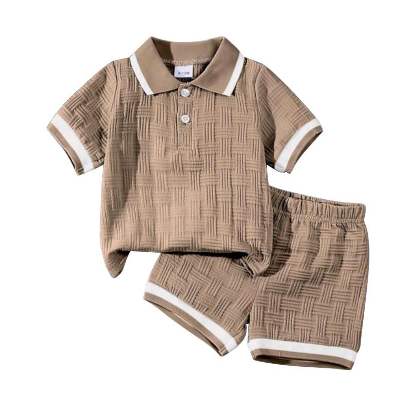 Toddler Boys Summer Lapel Short Sleeve Top and Shorts