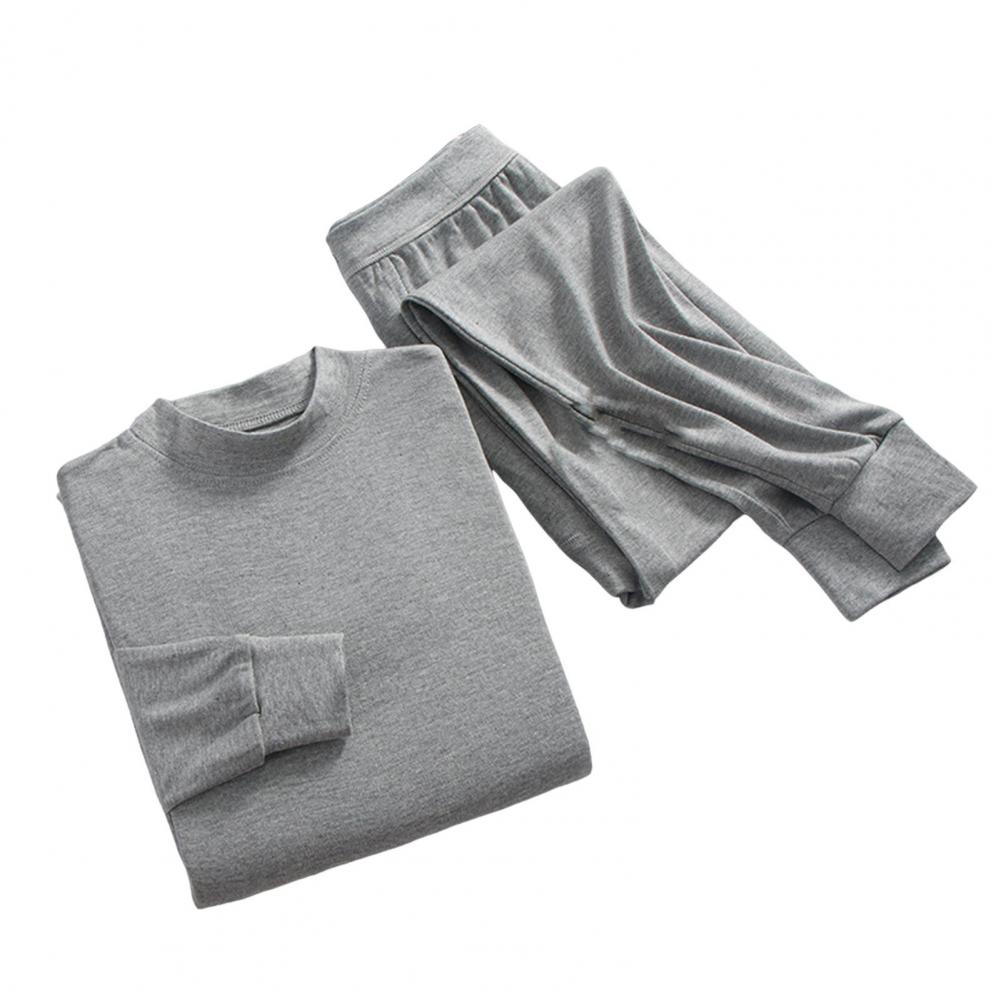 Round Neck Loungewear Mens O-neck Long Sleeve Pajama Collection with Elastic Waist Pants 2 Piece Single Color Homewear for Comfortable