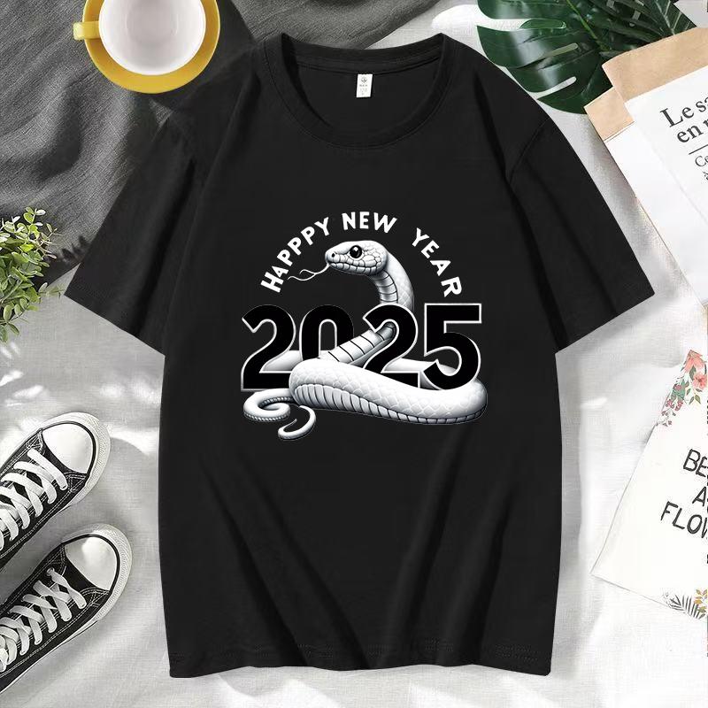 2025 Tričko Had pro nový rok Unisex Harajuku Ležérní Grafická trička Kawaii Kreslené Letní Tričko s krátkým rukávem Y2k Topy Pánské