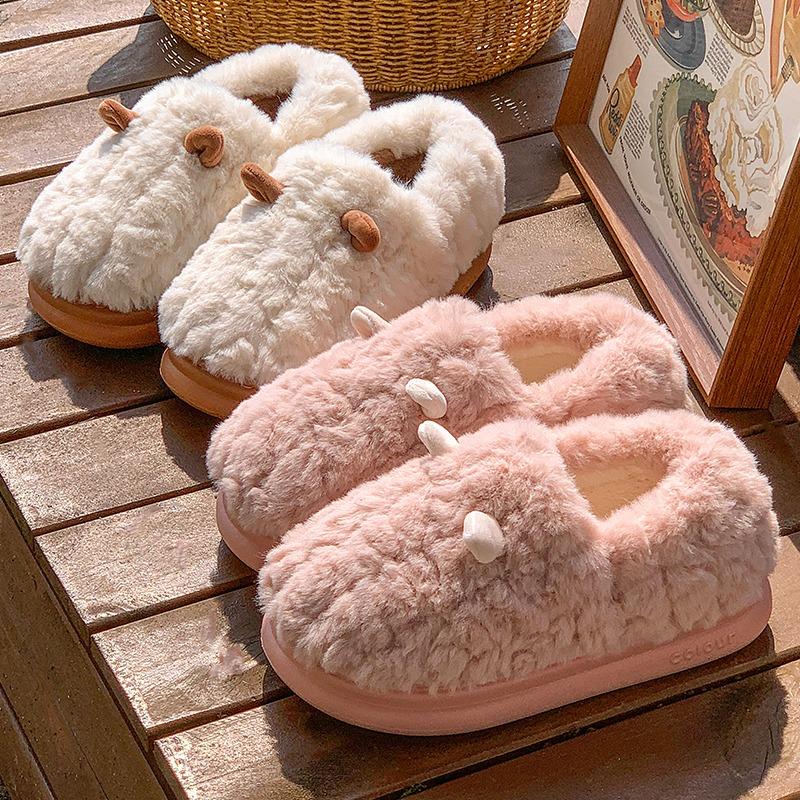 Cotton slippers women's autumn and winter new bags and indoor home home warmth couple plush cotton shoes men