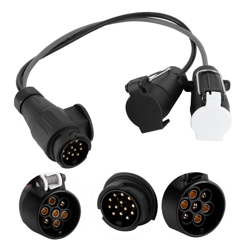 Brass Contact Towbar Electric Adapter Trailer Socket Adapter Cord  Towing Electrical Conversion