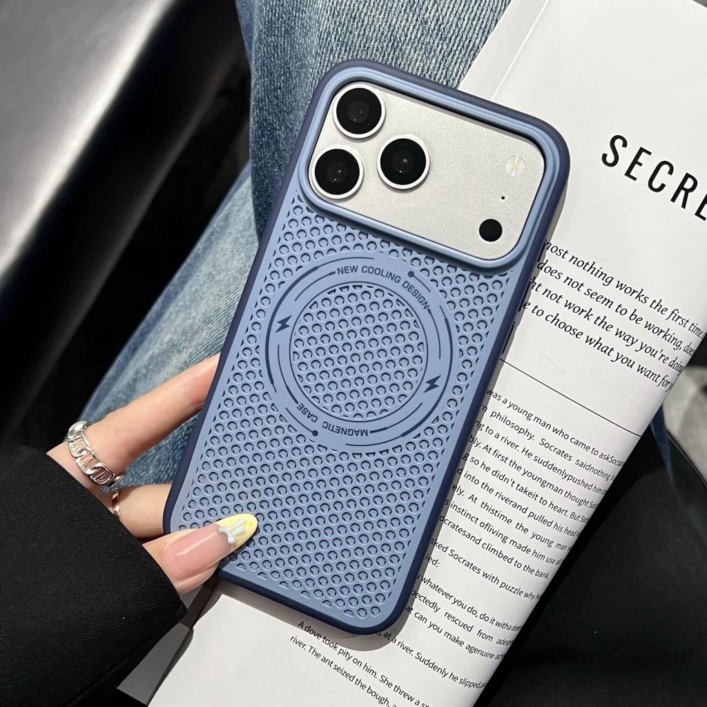 Applicable To Apple 17PPromax Mobile Phone Case, Honeycomb Heat Dissipation Magnetic Suction iPhone16 Metal Button 15 Protective Case