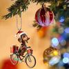Acrylic Car Mirror Hanging Ornament, Dog Cycle Christmas Accent with Cord for Holiday Vehicle Use and Display Trim