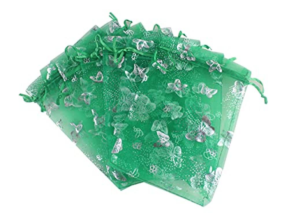 25 Pieces 3 Sizes Hot Stamped Butterfly Bags Jewelry Gift Bags Candy Bags Drawstring Wedding Bags Hot Stamped Gauze Bags Organza Bags Spice Bags AVE