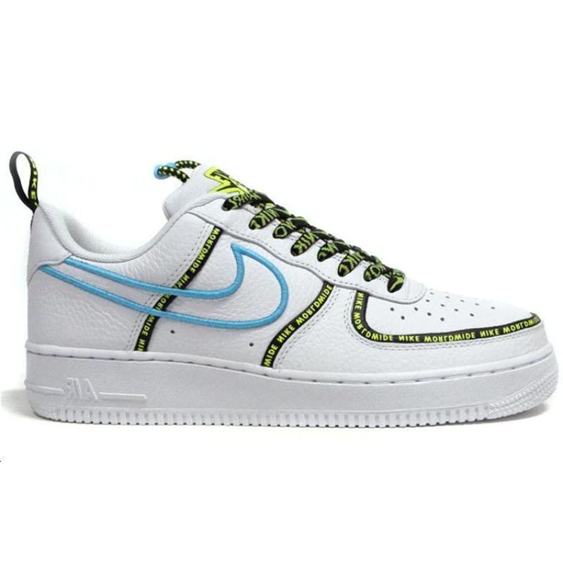 Nike Air Force 1 Low Worldwide White Blue Fury Volt Sneakers CK7213-100