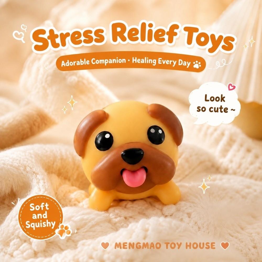Tongue Out Squeeze Dog Toy Soft Squeeze Puppy Squishy Toy New Brown Puppy Figurine Desktop Decor