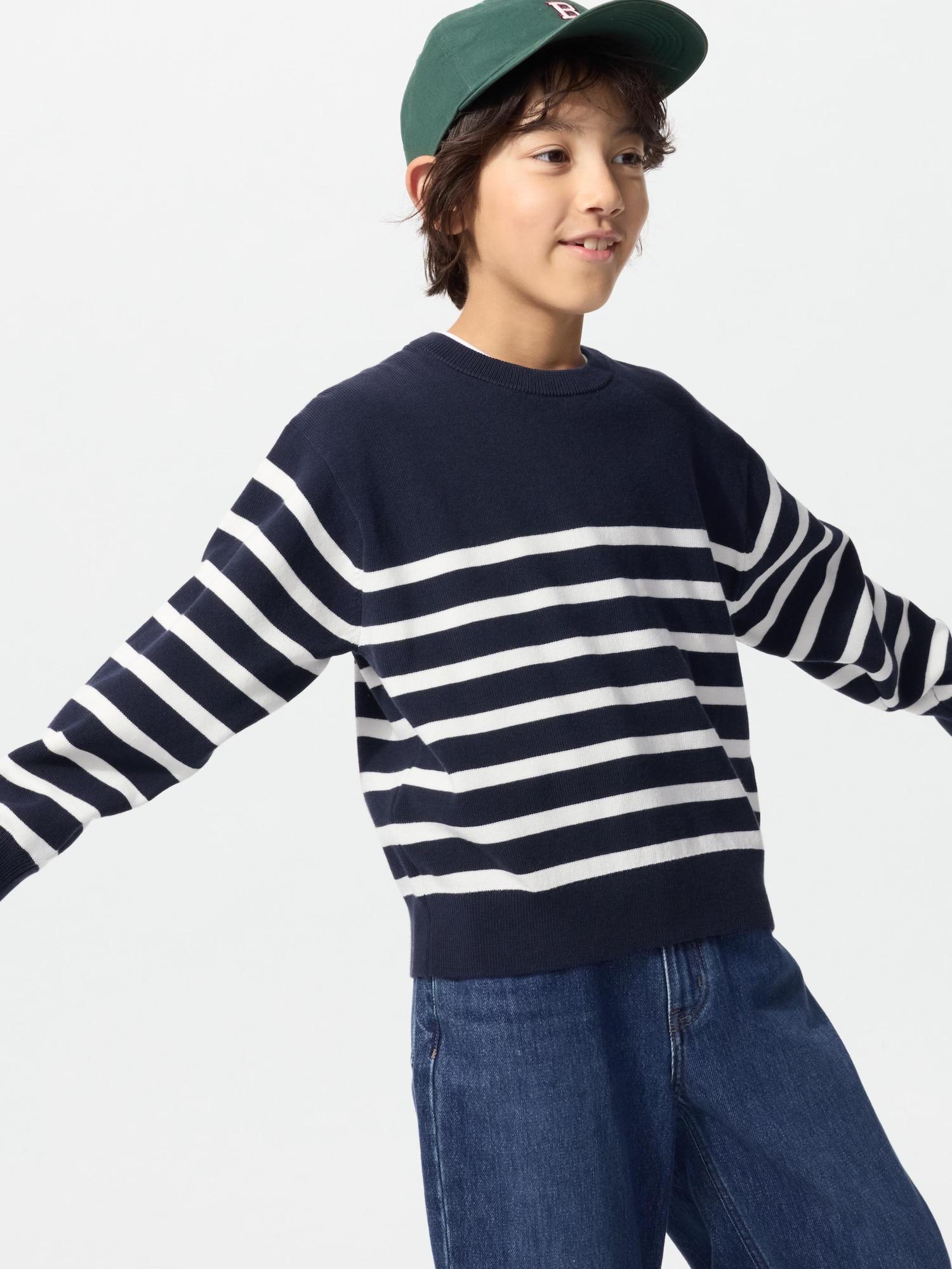 

Uniqlo Детский стирающийся свитер Milano Rip в полоску 69 NAVY/KIDS 120