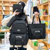 5pcs/Set Student Nylon School Bag for Girl Simple Large Capacity Patchwork Backpack Versatile Multilayer Children Backpacks