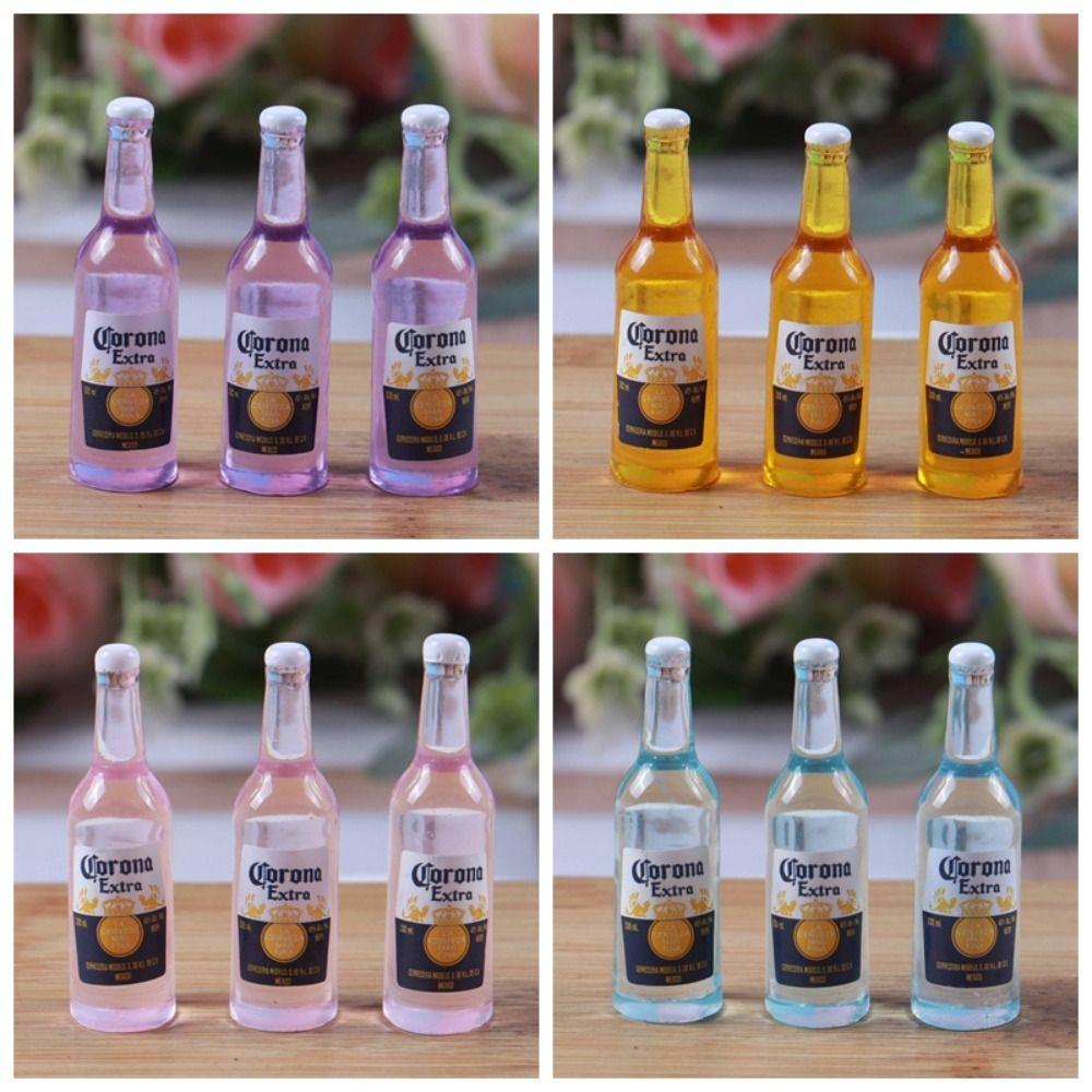 3pcs Simulation Miniature Beer Bottle Wine Mini Wine Bottle Wine Bottle Model Mini  Doll Accessories