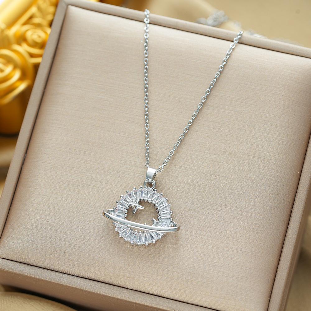 

Новое персонализированное ожерелье с подвеской в виде Солнца, Астероида, Планеты, с микро-инкрустированными бриллиантами и универсальной цепочкой для ключицы