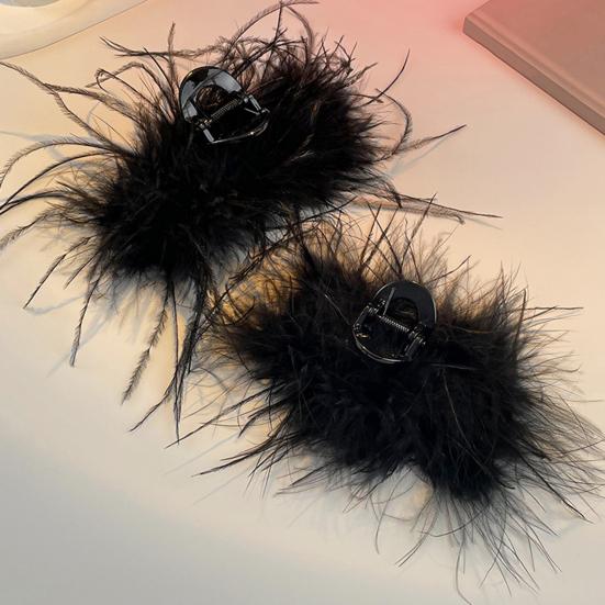 Women Hair Clip Faux Feather Decor Anti-slip Teeth Back Head Hair Claw Cartoon Styles Shark Hair Clip Hair Accessories