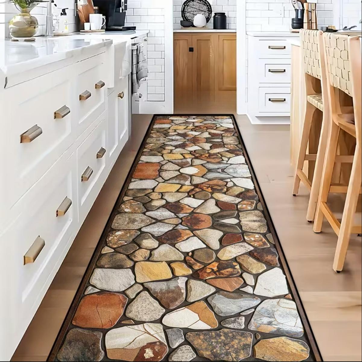 

Rural Stone Runway Carpet Illusion Corridor Runway 3D Rural Stone Runway Rugs Home Corridor Decoration Optical Illusion Carpet 40X120CM