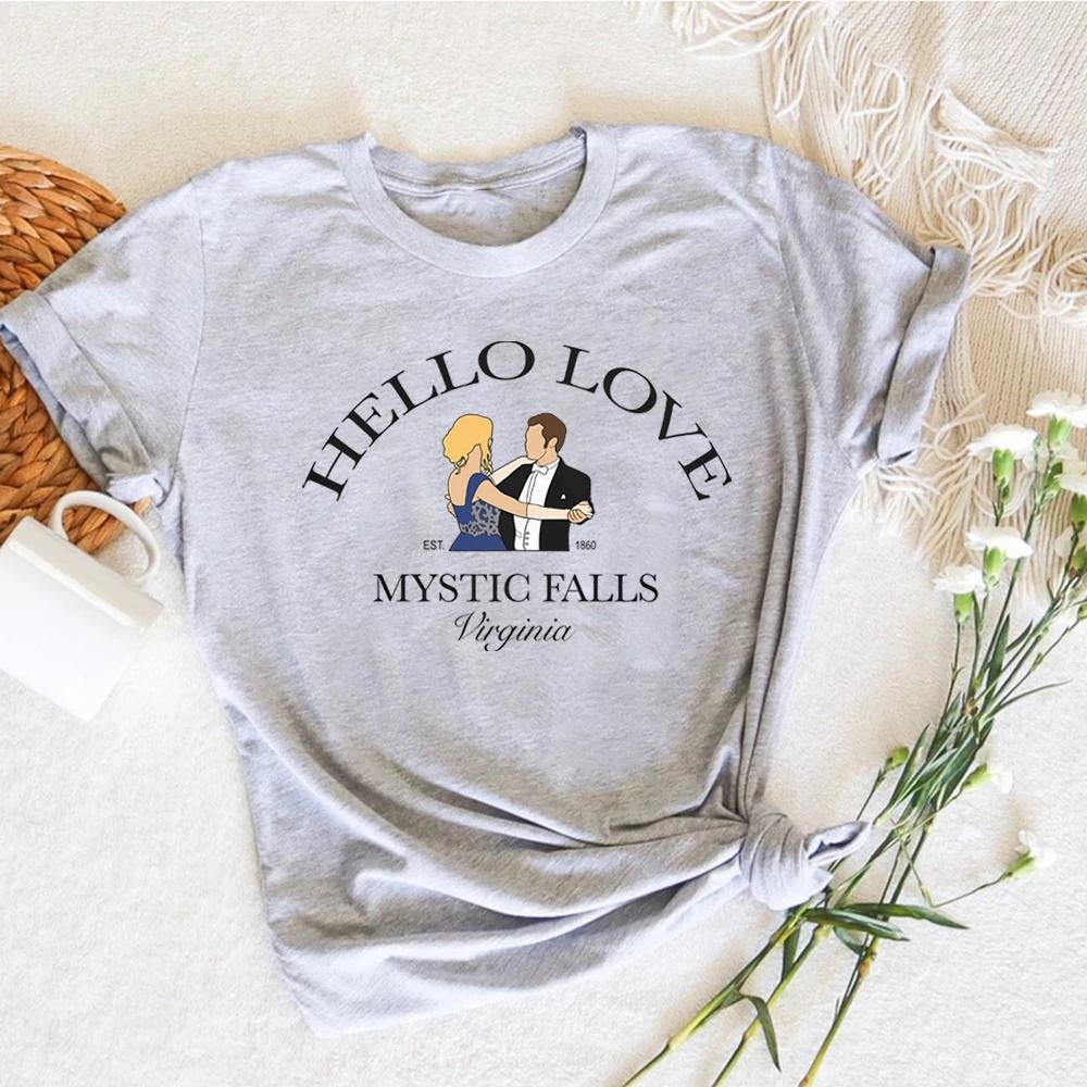 

Hello Love Tshirt Vampire Diaries Shirt Klaus and Caroline TShirt TV Show Tee Shirt Mystic Falls Virginia Tops Clothing Cotton S