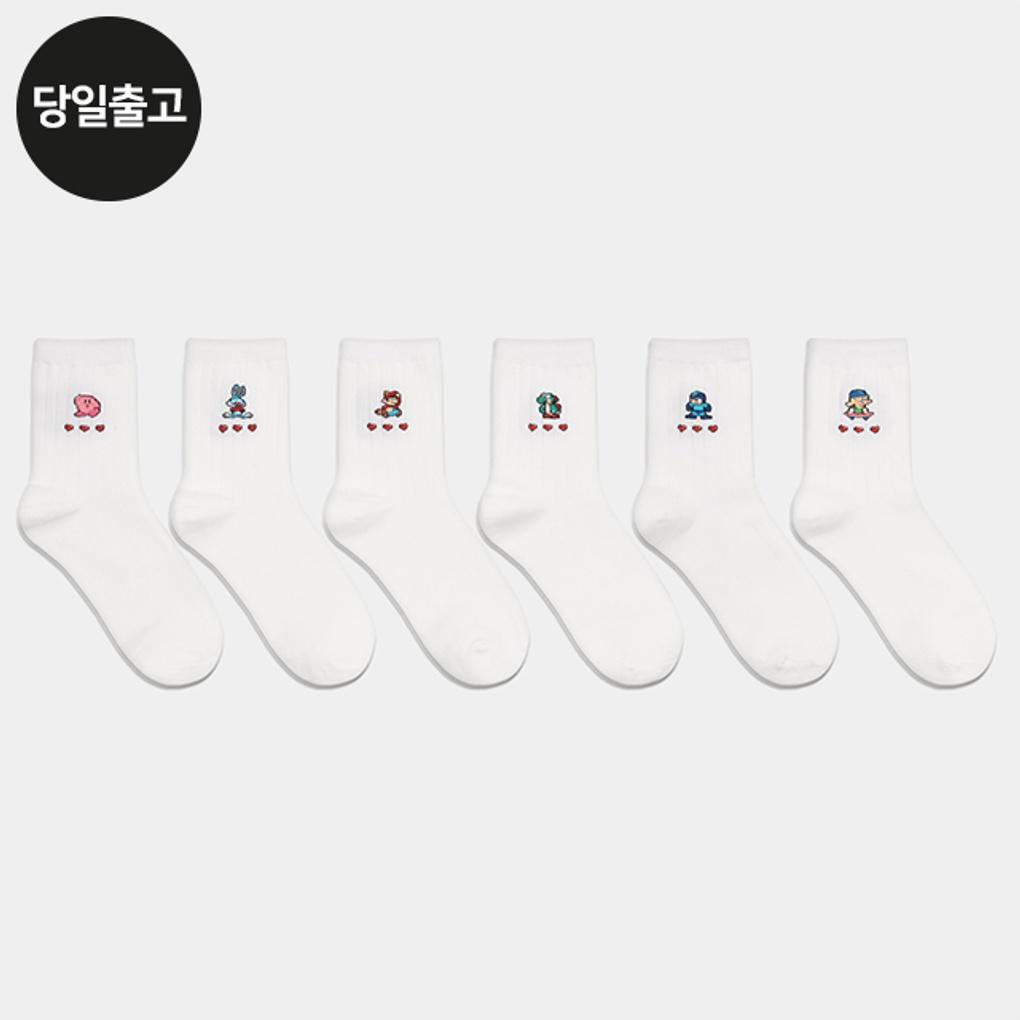 PG Women s/Student Pixel Character Mid-length Socks (5 Pairs) Set Daily Student Girls Fashion