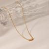 Geometric Zirconia Inlaid Titanium Steel Pendant Necklace For Women Minimalist Collarbone Chain