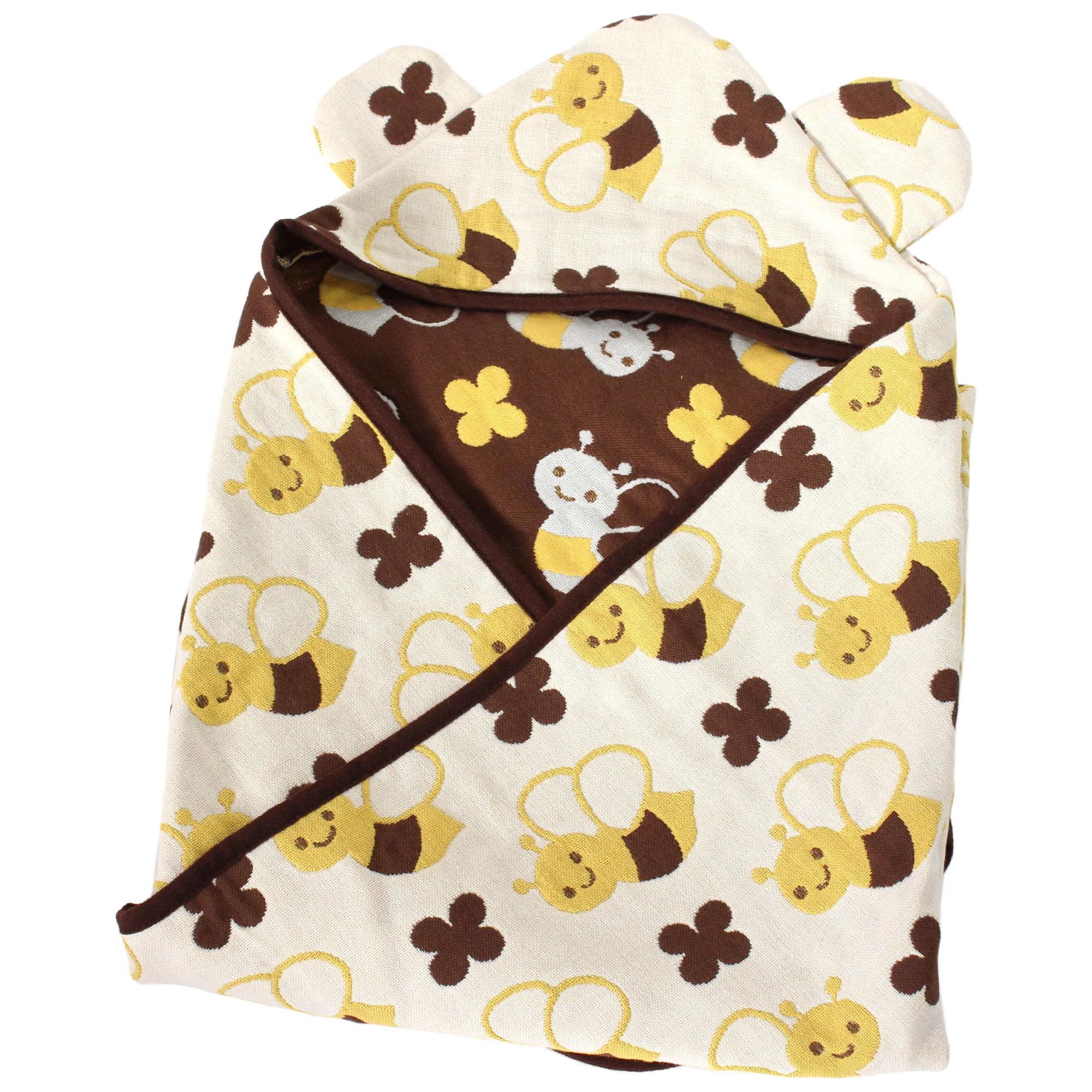 hiorie Baby Swaddle with Made in 84 x 84 Baby Honeybee Design (Hiorie) Ears, 5-ply Gauze, Japan, Approx. cm, Blanket,
