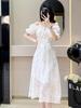Summer Ruffle Collar Print Dress: Mid-Length Puff Sleeve, Off-the-Shoulder, Two-Way Wear