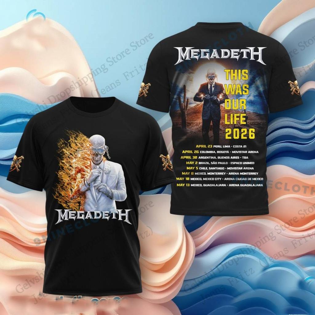 Hip Hop Rock Megadeth Band Canada Tour 2026 3D Print T-shirt Men Women Fashion Short Sleeve Tops Tees Street Vintage Apparels