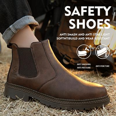 Sicherheitsstiefel für Herren mit Stahlkappe, Arbeitsschuhe, Lederstiefel, unzerstörbare Schuhe, pannensichere Stiefel