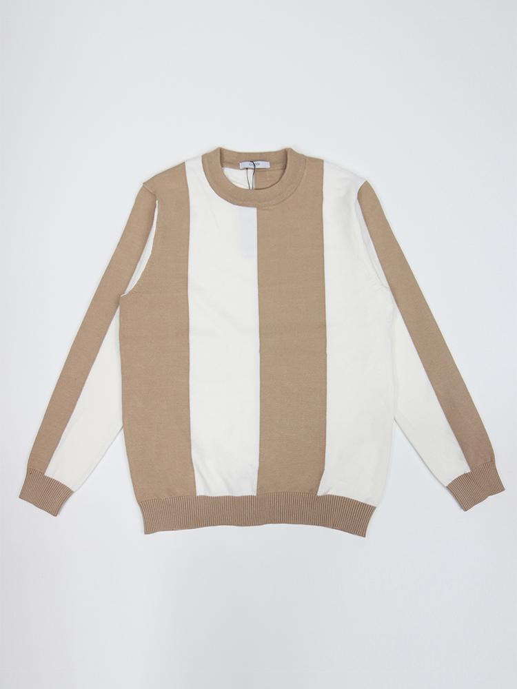 Icaruk Color Block Stripe Round Neck Long Sleeve Knit Nit134 Note/S(95)