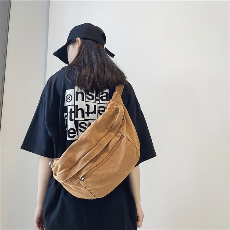 

Fashion Simple Waist Bags Unisex Canvas Chest Packs Phone Pack Street Hip Hop Belt Bag Large Capacity Ladies Crossbody Chest Bag