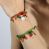 Christmas Elk Bell Couple Bracelet, Cartoon Oil Drip Adjustable Santa Cane Bracelet