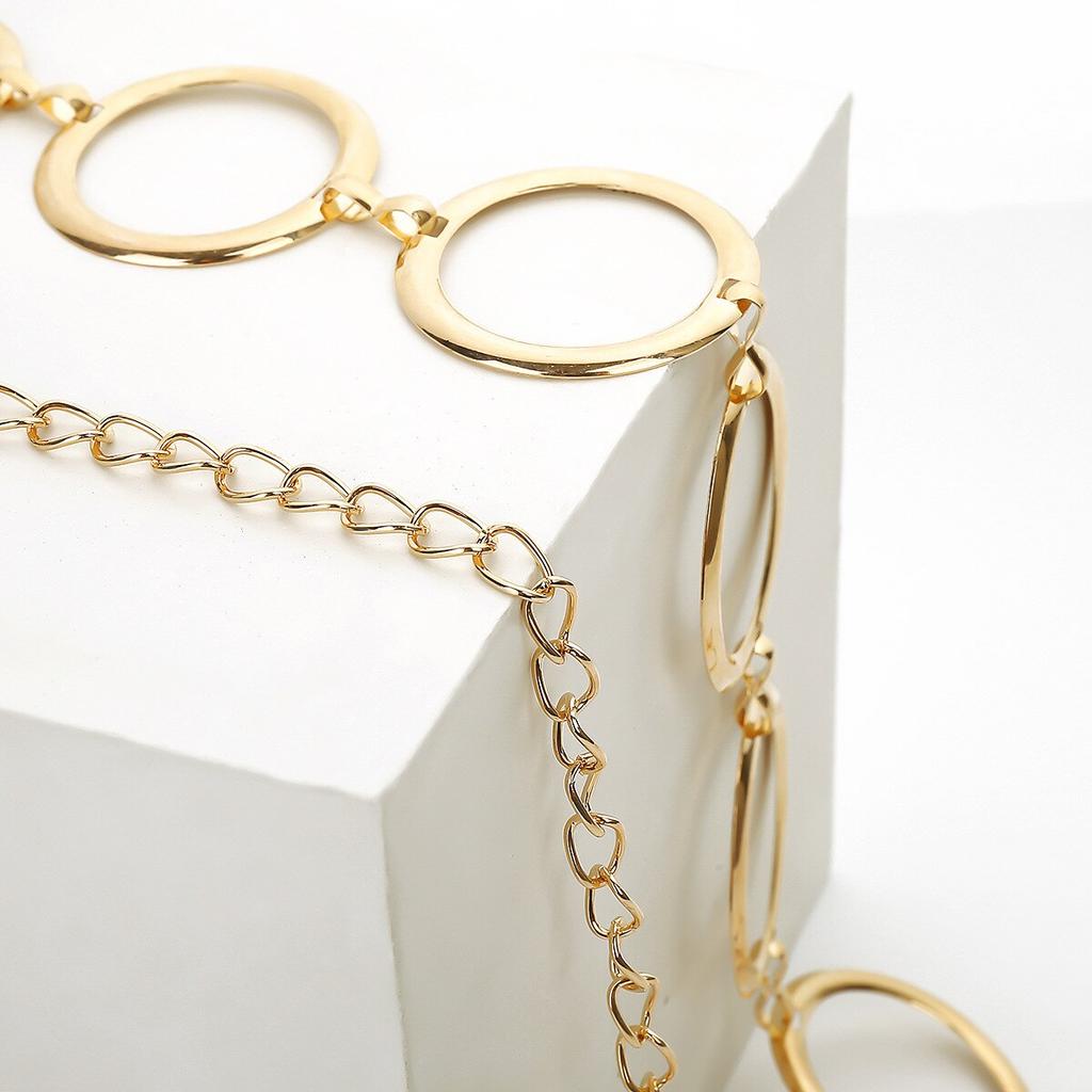 Metal Chain 4.5CM Looped Ring Jeans Belt Ladies Belt Hip High Belt Metal Chain
