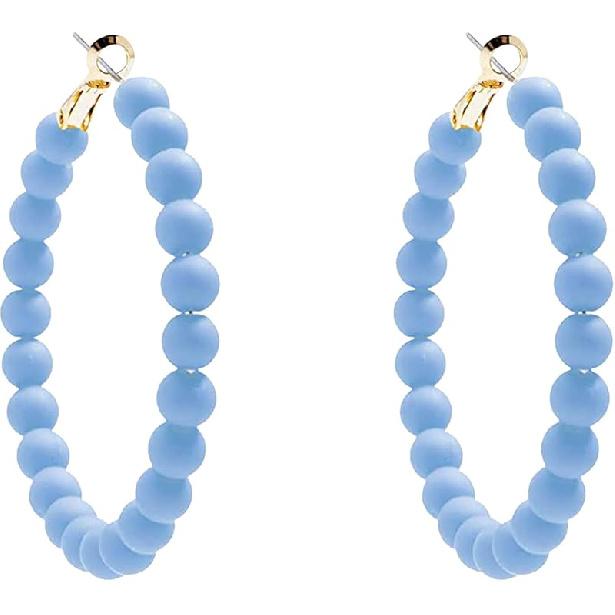 Colorful Vintage Large Circle Hoop Earrings for Women 80s 90s Neon Acrylic Round Beads Earring Minimalist Geometric Party Jewelry