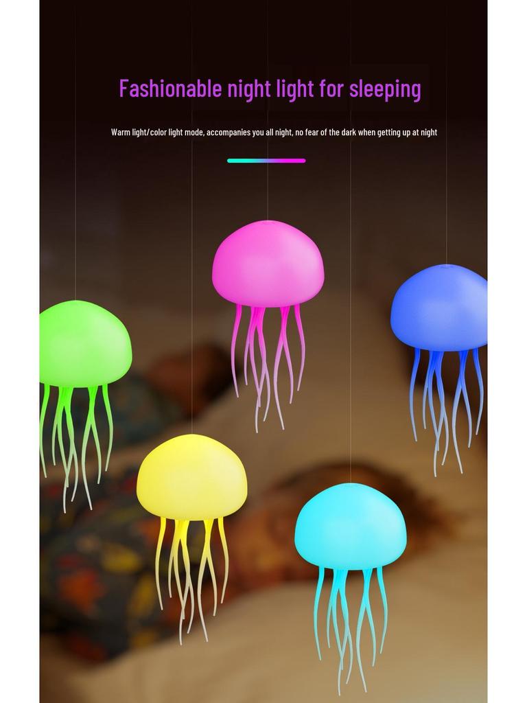 Smart Voice-Controlled Jellyfish Lamp: Creative Floating Atmosphere Night Light with Agile, Swimming Tentacles
