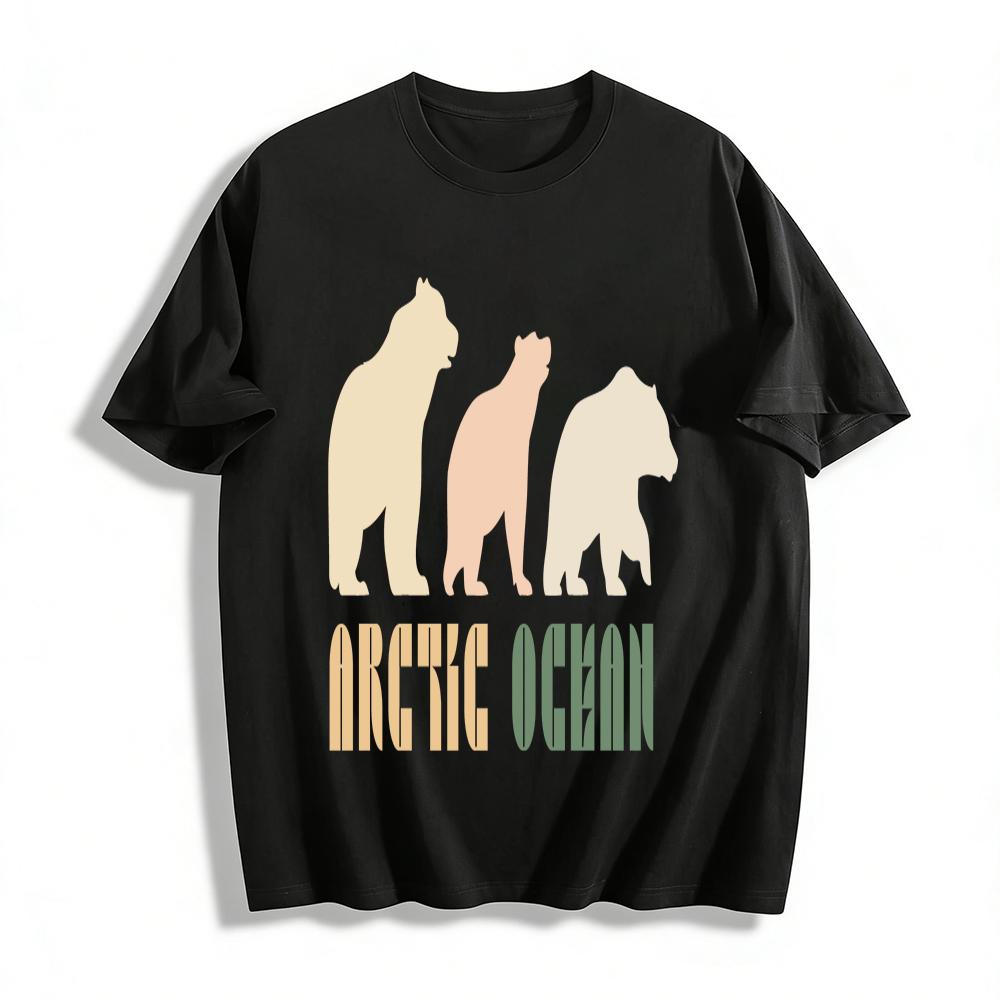 

Arctic Ocean Polar Bear Print T-shirt Unisex Loose Casual Top For Daily Wear Vacation Pure cotton T-shirt XXS