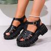 Women's Anti-slip Shoes with Thick Soles and Wide Heels, Large Size Sandals