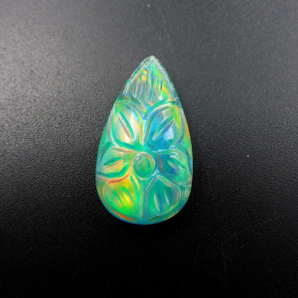 23 Ct Lab Created Doublet Opal Pear Stunning Certified Loose Gemstone