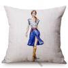 Sketch Hand-Painted Woman Portrait Cotton Linen Throw Pillow Case Fashion Girl Room Sofa Decoration Cushion Cover Cojines