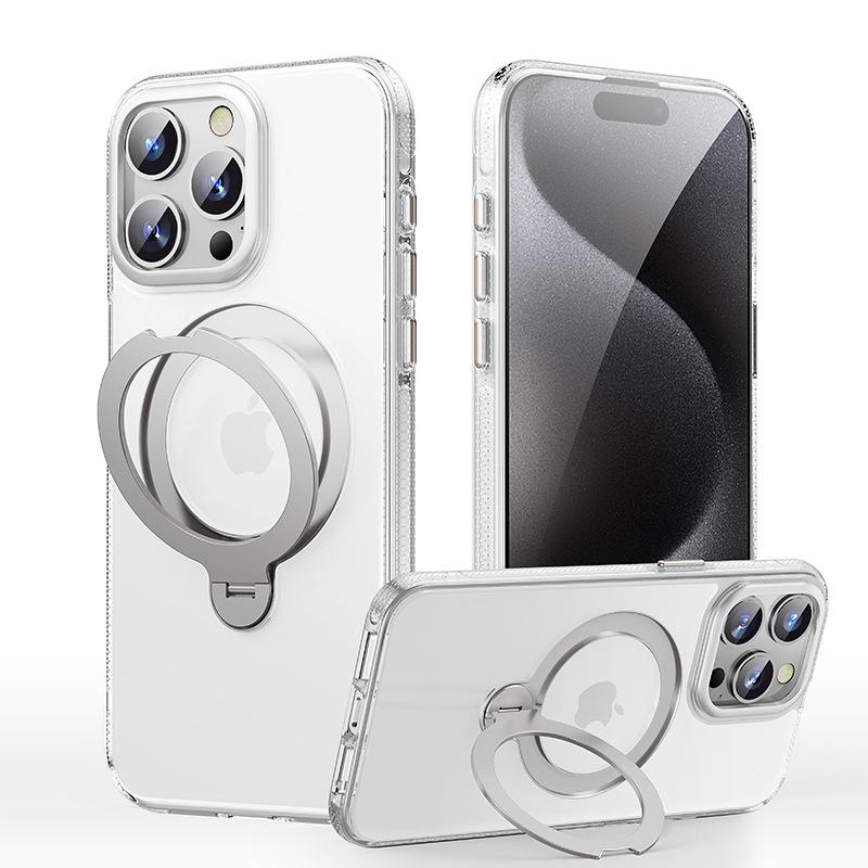 Applicable to iPhone15 mobile phone case 360 rotating MagSafe with decompression damping Apple 15Promax mobile phone case