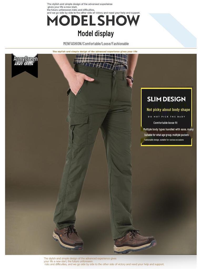 Pánské rychleschnoucí outdoorové turistické kalhoty - Podzim/Zima, S plusovým sametem, Vícekapsové, Volný střih, Velká velikost.