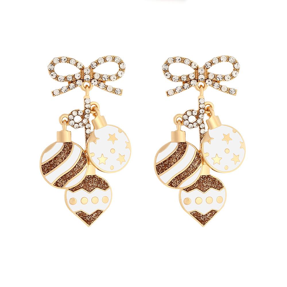 

Christmas Alloy Butterfly Bow Colored Lamp Long Earrings